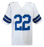 Emmitt Smith (COWBOYS) Signed White Custom Football Jersey (Beckett HOLO / COA)