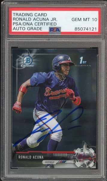 2017 Bowman Chrome #BCP127 Ronald Acuna Jr. RC Rookie PSA/DNA Auto GEM MINT 10