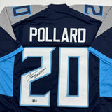 Autographed/Signed Tony Pollard Tennessee Blue Football Jersey Beckett BAS COA