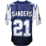 Deion Sanders Signed Dallas Cowboys M&N Blue Jersey Beckett 44071