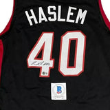 Udonis Haslem Signed Miami Heat Black Jersey (Beckett) 3xNBA Champion / Forward