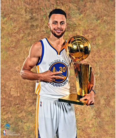 Stephen Curry Golden State Warriors 2017 Finals Larry O'Brien Trophy 20x24 Photo