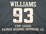 EAGLES BRANDON GRAHAM & MILTON WILLIAMS AUTOGRAPHED SB STATS JERSEY STRIP SACK