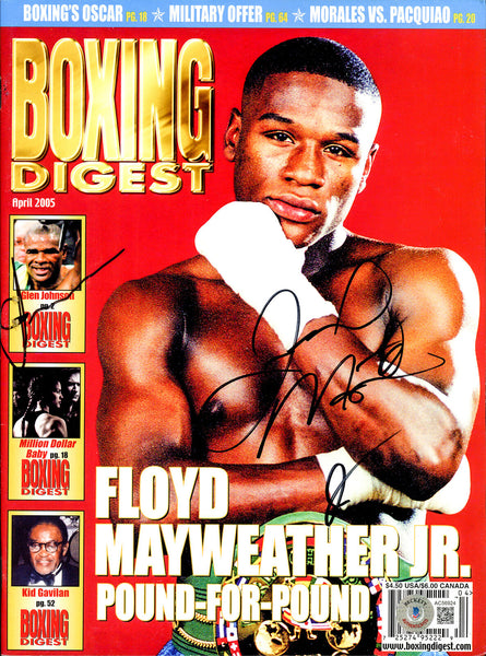 Mayweather Jr. & Johnson Autographed Boxing Digest Magazine (Smudged) Beckett