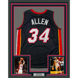 Framed Autographed/Signed Ray Allen 33x42 Miami Black Jersey Beckett BAS COA