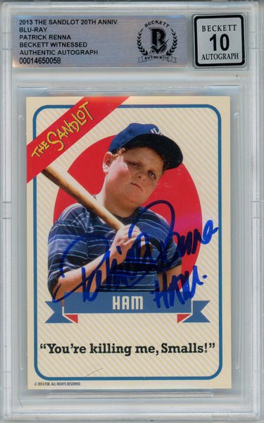 Patrick Renna Signed 2013 Fox 20th Anv Trading Card Sandlot Ham BAS Slab 39265