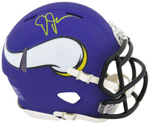 Justin Jefferson Signed Vikings Riddell Speed Mini Helmet (Yellow Ink) -(SS COA)