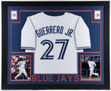 Vladimir Guerrero Jr Signed 35"x 43" Framed Blue Jays Jersey Display (Beckett)