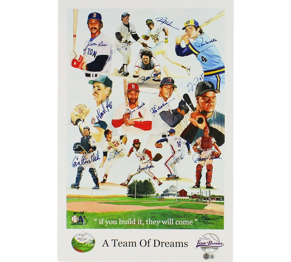 J Rice, R Jackson, R Henderson Signed #9A Team of Dreams 16x23 MLB Print 14 Sigs
