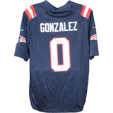 Christian Gonzalez Signed New England Patriots Blue Nike XL Jersey Beckett 50954