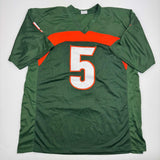 Autographed/Signed Andre Johnson Miami Green College Football Jersey JSA COA