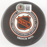 Johnny Bower Signed Toronto Maple Leafs Logo Hockey Puck Inscr "HOF 76"(Beckett)