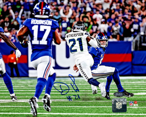 DEVON WITHERSPOON AUTOGRAPHED 8X10 PHOTO SEAHAWKS PICK 6 INTERCEPTION MCS 221348