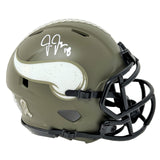 Justin Jefferson Vikings Signed Riddell Salute to Service Mini Helmet BAS