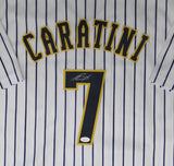 Brewers Catcher VICTOR CARATINI Signed Custom Replica Pinstripe Jersey AUTO JSA