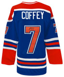 Paul Coffey (OILERS) Signed Blue Custom Hockey Jersey - (SCHWARTZ COA)