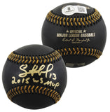 Royals Salvador Perez "2015 WS MVP" Signed Black Oml Baseball BAS #BN62980