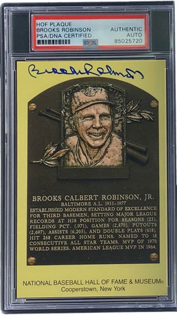 Brooks Robinson Signed 4x6 Baltimore Orioles HOF Plaque Card PSA/DNA 85025720