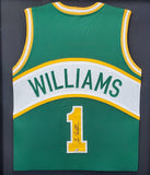 SEATTLE SUPERSONICS GUS WILLIAMS AUTOGRAPHED FRAMED GREEN JERSEY MCS HOLO 200420