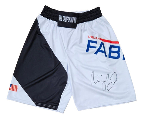 Urijah Faber Signed Custom White MMA Fight Trunks BAS