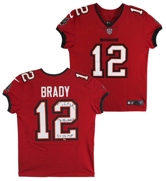 Bucs Tom Brady "7x SB Champ, 5x SB MVP" Signed Red Nike Elite Jersey Fanatics