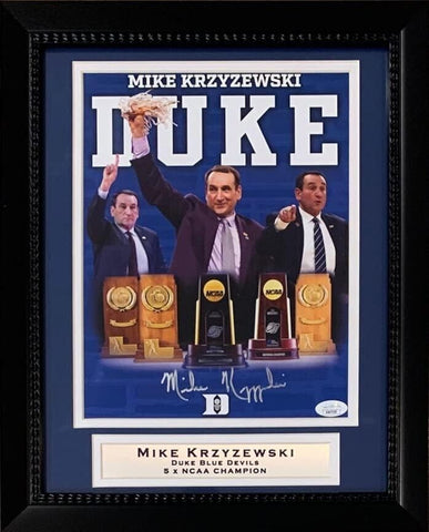 Mike Krzyzewski Autographed Duke Coach K Signed 8x10 Framed Photo JSA COA 1
