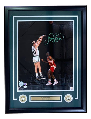 Larry Bird Signed Framed 16x20 Celtics vs Dominique Wilkins Photo Bird+JSA
