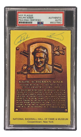 Ralph Kiner Signed 4x6 Pittsburgh Pirates HOF Plaque Card PSA/DNA 85027892