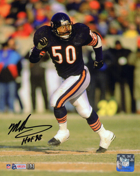 Mike Singletary Signed Bears Navy Jersey 8x10 Photo w/HOF'98 (In Black) (SS COA)