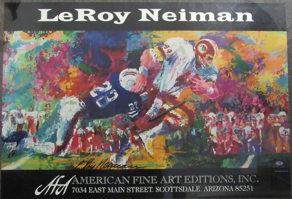 Leroy Neiman Artist Autographed 38x26 Football Poster PSA/DNA 209089