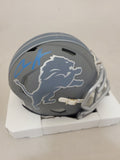 AIDAN HUTCHINSON SIGNED DETROIT LIONS SLATE MINI HELMET BECKETT QR