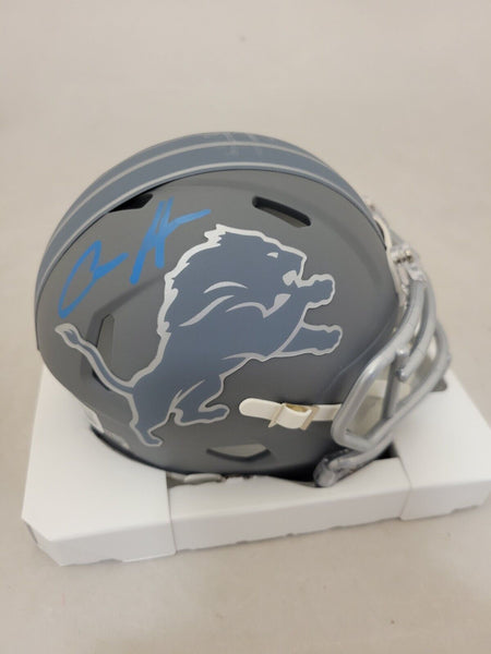 AIDAN HUTCHINSON SIGNED DETROIT LIONS SLATE MINI HELMET BECKETT QR