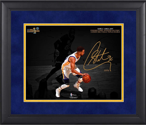 Stephen Curry GS Warriors Framed 11x14 2017 Finals Champs Triple-Double Photo
