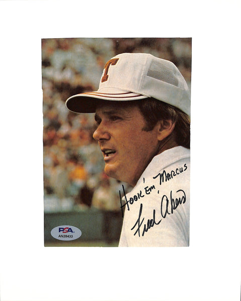 Fred Akers Signed/Auto/Inscribed 4.5x7 Photo Texas Longhorns PSA/DNA 185144