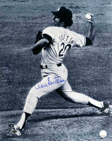 Don Sutton Signed Dodgers B&W Pitching Action 16x20 Photo - (SCHWARTZ COA)
