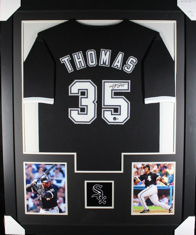 FRANK THOMAS (White Sox black TOWER) Signed Autographed Framed Jersey Beckett