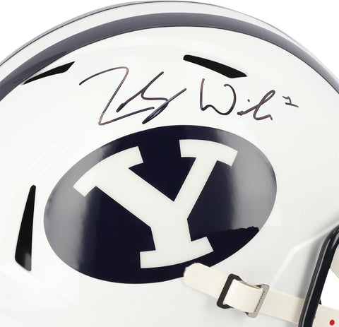 Zach Wilson BYU Cougars Signed Riddell White Speed Replica Helmet