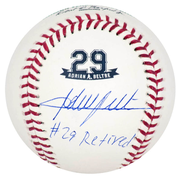 Adrian Beltre Signed Rawlings Retirement Logo Baseball w/#29 Retired - (JSA COA)