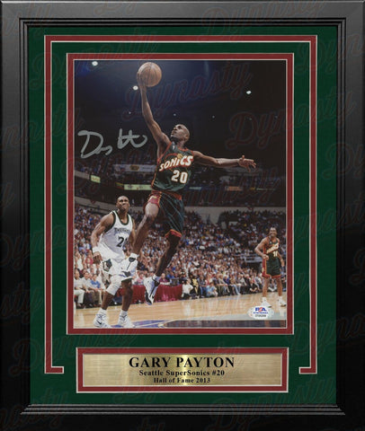 Gary Payton Seattle SuperSonics Autographed 8x10 Framed Photo PSA/DNA Hologram
