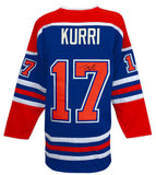 Jari Kurri Signed Blue Throwback Custom Hockey Jersey w/HOF'01 - (SCHWARTZ COA)
