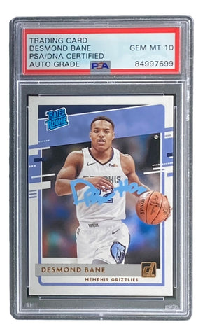 Desmond Bane Signed In Blue 2020 Donruss Rookies #240 Rookie Card PSA/DNA Gem