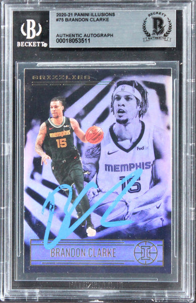 Grizzlies Brandon Clarke Signed 2020 Panini Illusions #75 Card BAS Slabbed