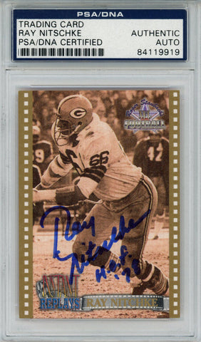 Ray Nitschke Signed 1994 Ted Williams #IR8 Trading Card HOF PSA Slab 43744
