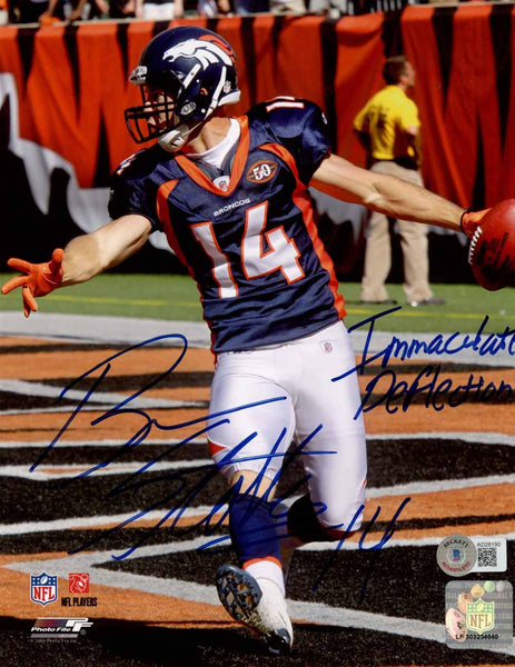 Brandon Stokley Signed Broncos 8x10 Photo Immaculate Reception BAS 50487