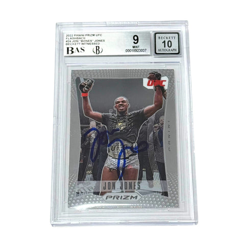 Jon Jones Signed 2022 Panini Prizm UFC Flashback #24 - BGS 9 AUTO WITNESSED
