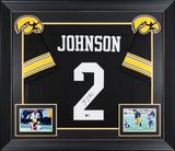 Iowa Kaleb Johnson Authentic Signed Black Pro Style Framed Jersey BAS Witnessed