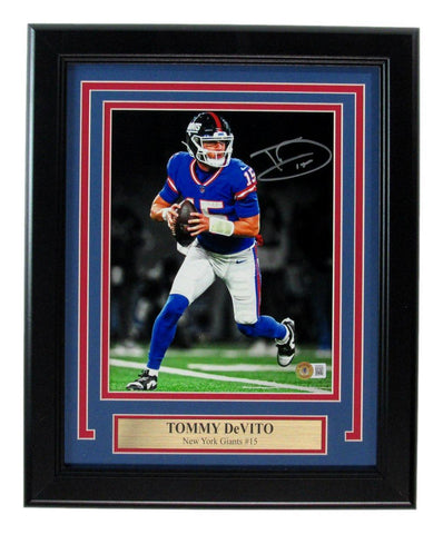 Tommy DeVito Autographed New York Giants 8x10 Photo Framed Beckett 186293