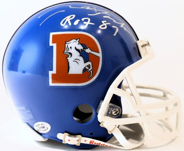 Rich Jackson Autographed Broncos "D" Mini Helmet Inscribed "ROF 87" LSM COA