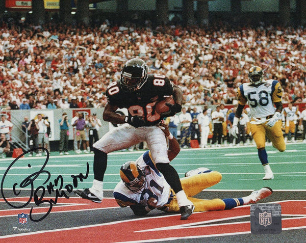 Andre Rison Signed Atlanta Falcons TD Catch 8x10 Photo w/Bad Moon (SCHWARTZ COA)