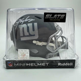 Autographed/Signed Lawrence Taylor Giants Silver Mini Helmet BAS COA